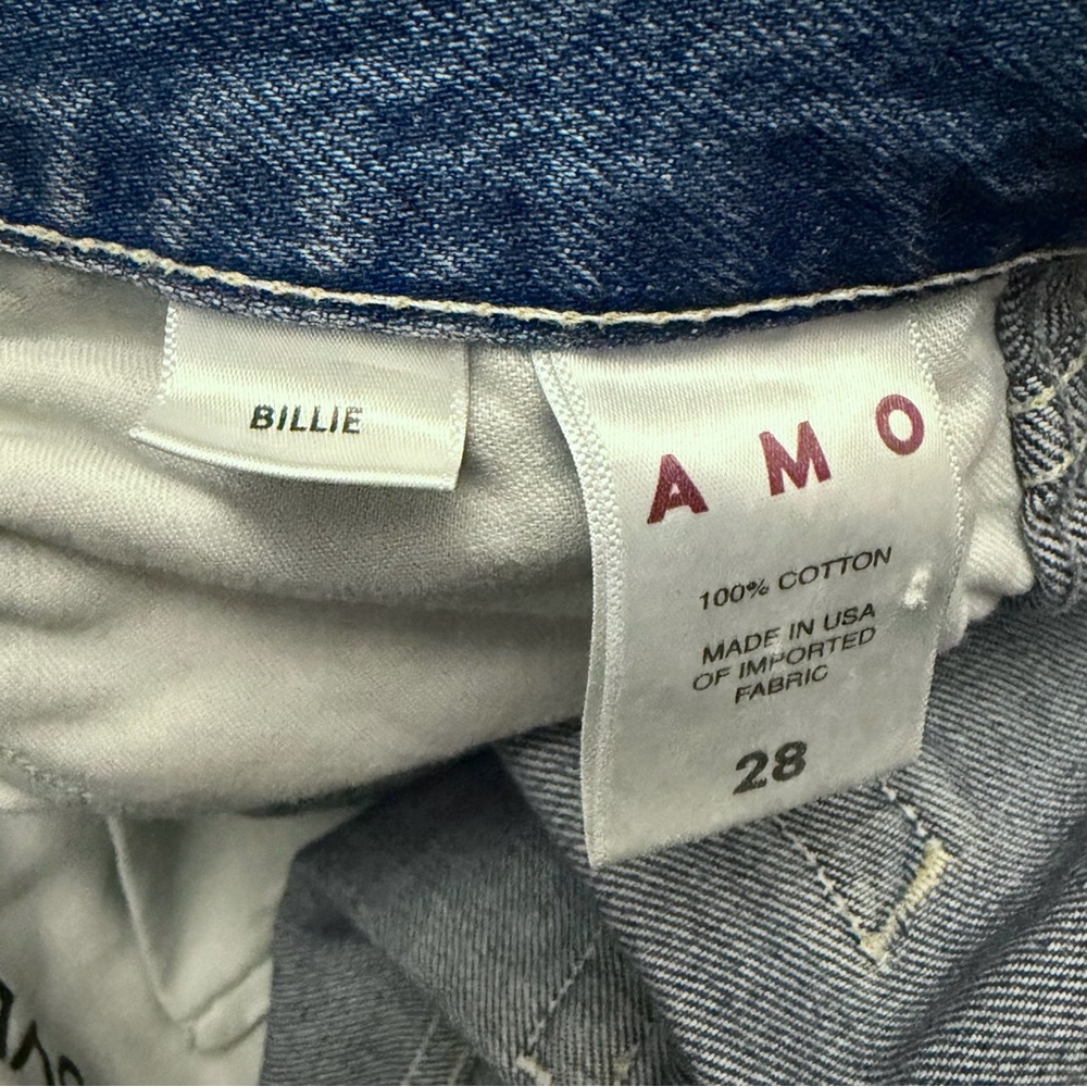 Amo Size 28 Lightwash Billie Distressed Crop Wide Mid Rise Straight Leg Jeans - Picture 5 of 9